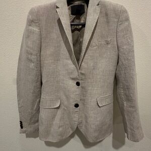 H&M light beige Linen suit Jacket 34R Pants 30x30